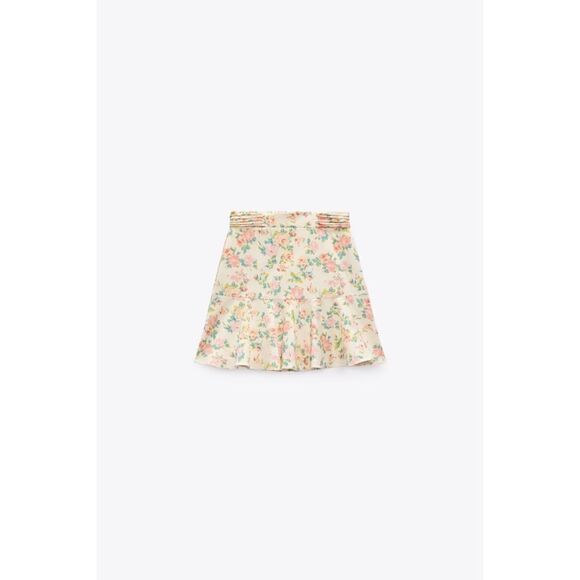 NWOT Zara High Waisted Flounced Hem Floral Print Mini Skirt, Size Large - Picture 9 of 14